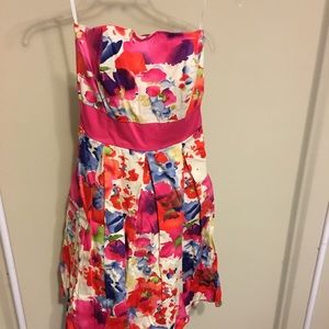 Pink, multi-colored floral dress